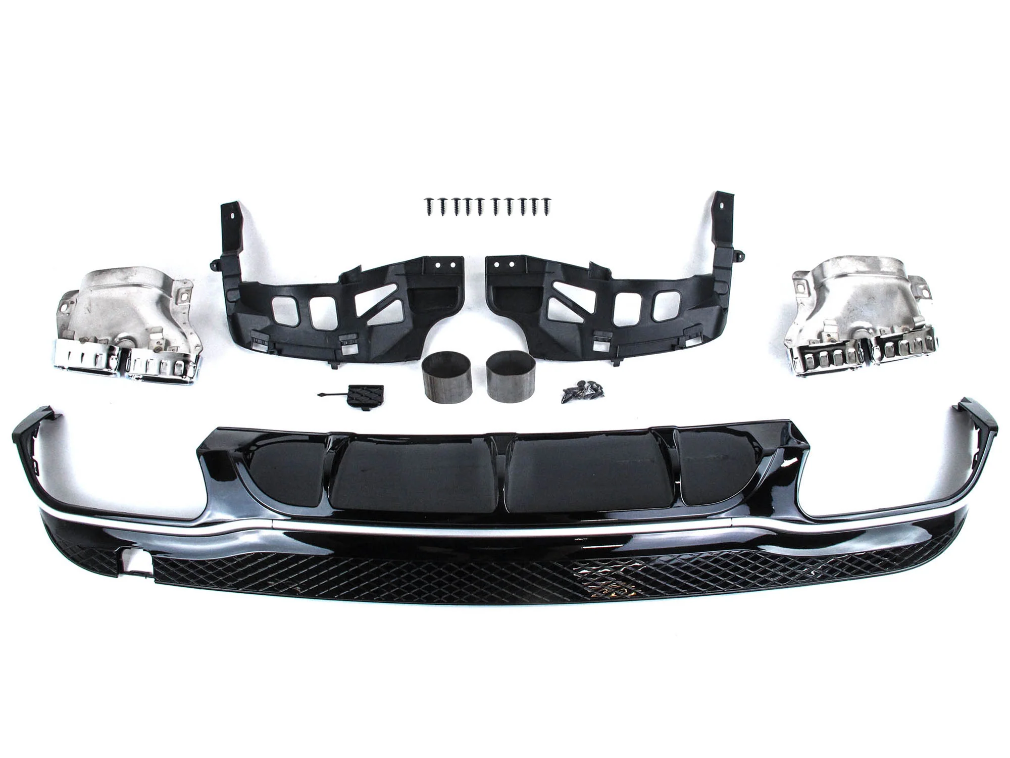 Gloss Black Rear Diffuser w/ Silver Exhaust Tips for Mercedes C207 E250 E400 E500 E550 Coupe AMG 2014-2017 - Image 4