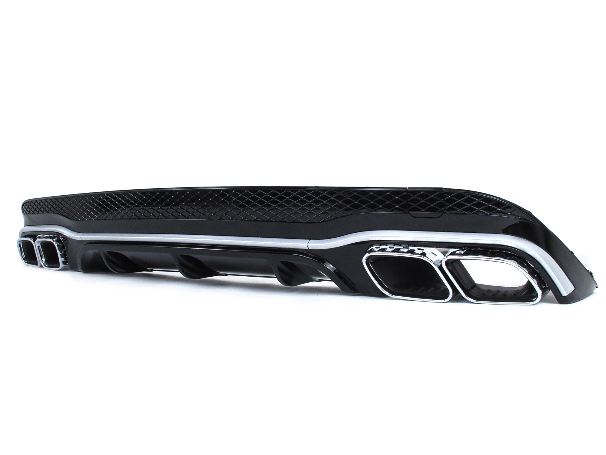 Gloss Black Rear Diffuser w/ Silver Exhaust Tips for Mercedes C207 E250 E400 E500 E550 Coupe AMG 2014-2017 - Image 6