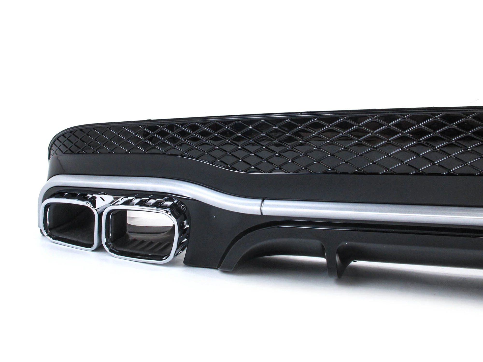 Gloss Black Rear Diffuser w/ Silver Exhaust Tips for Mercedes C207 E250 E400 E500 E550 Coupe AMG 2014-2017 - Image 7