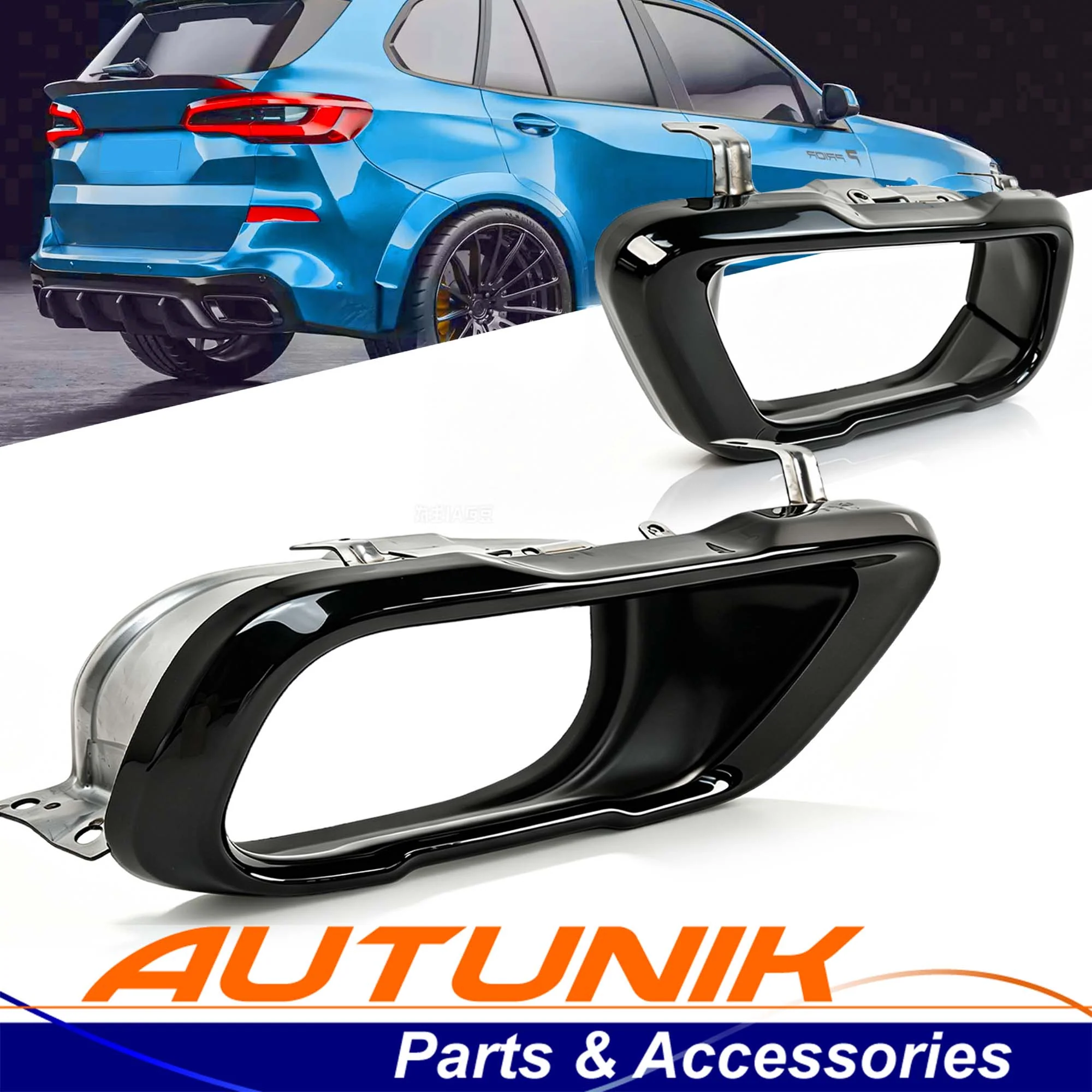 Black Exhaust Tail Tips Fit BMW X5 X6 X7 G05 G06 G07 2019-2026 - M Sport Only