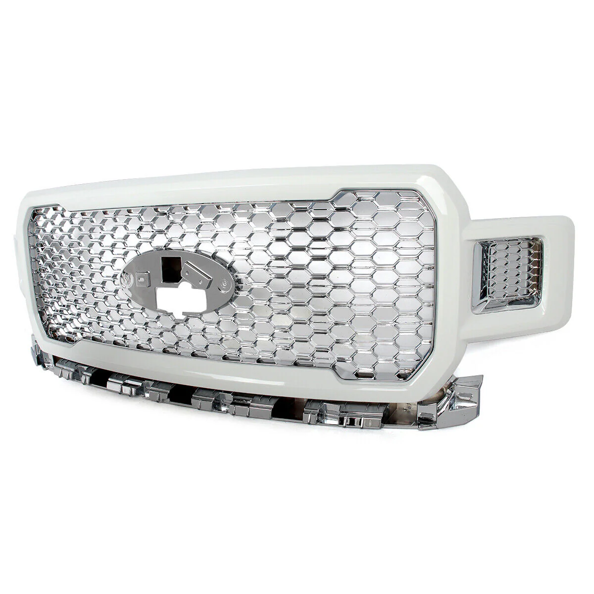 Fit 2018-2020 Ford F-150 F150 Oxford White+Chrome Honeycomb Front Bumper Grille - Image 3