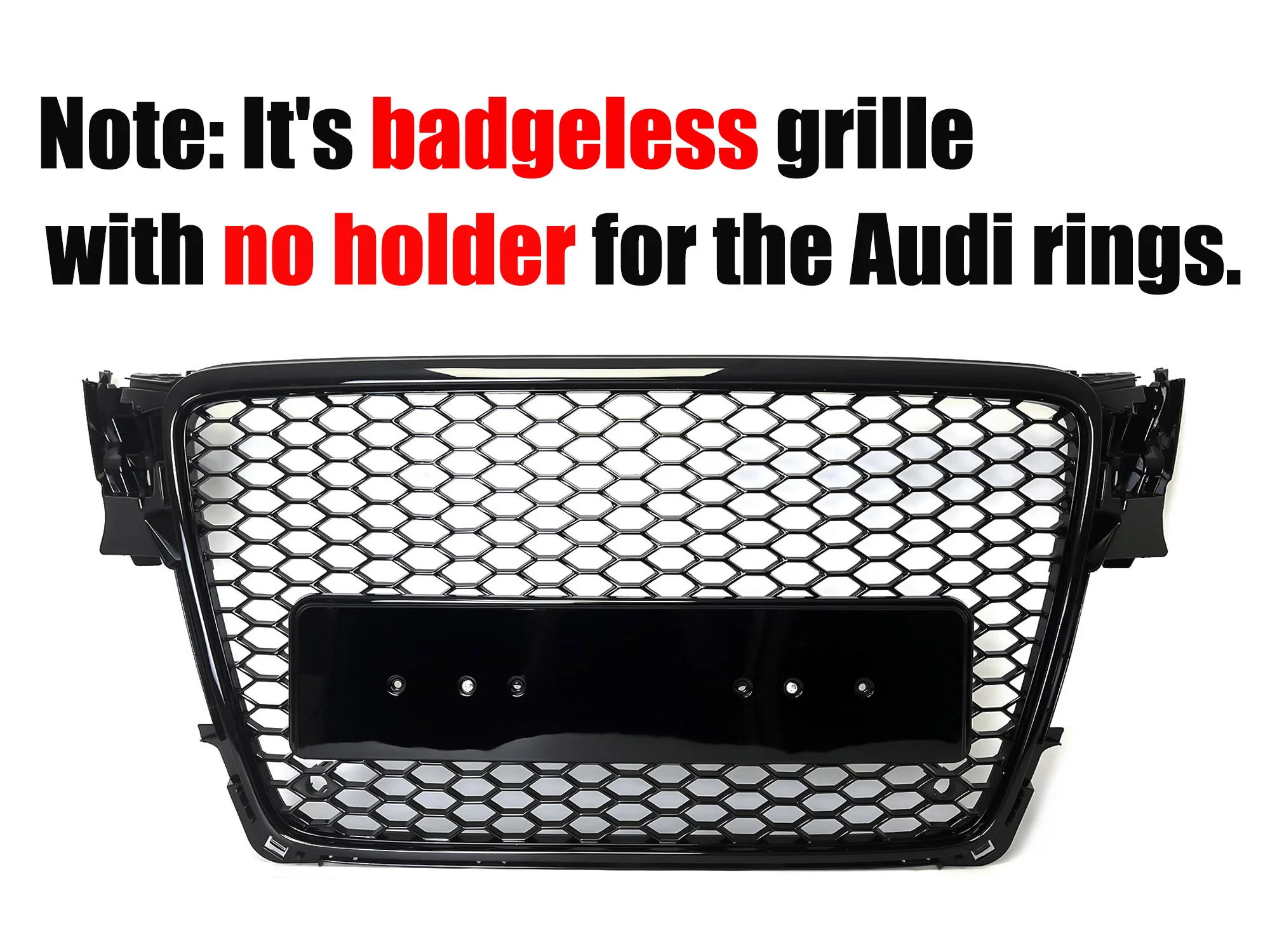 For 2009-2012 Audi A4/S4 B8 Front Bumper Hex Grille Mesh RS4 Style Gloss Black - Image 4
