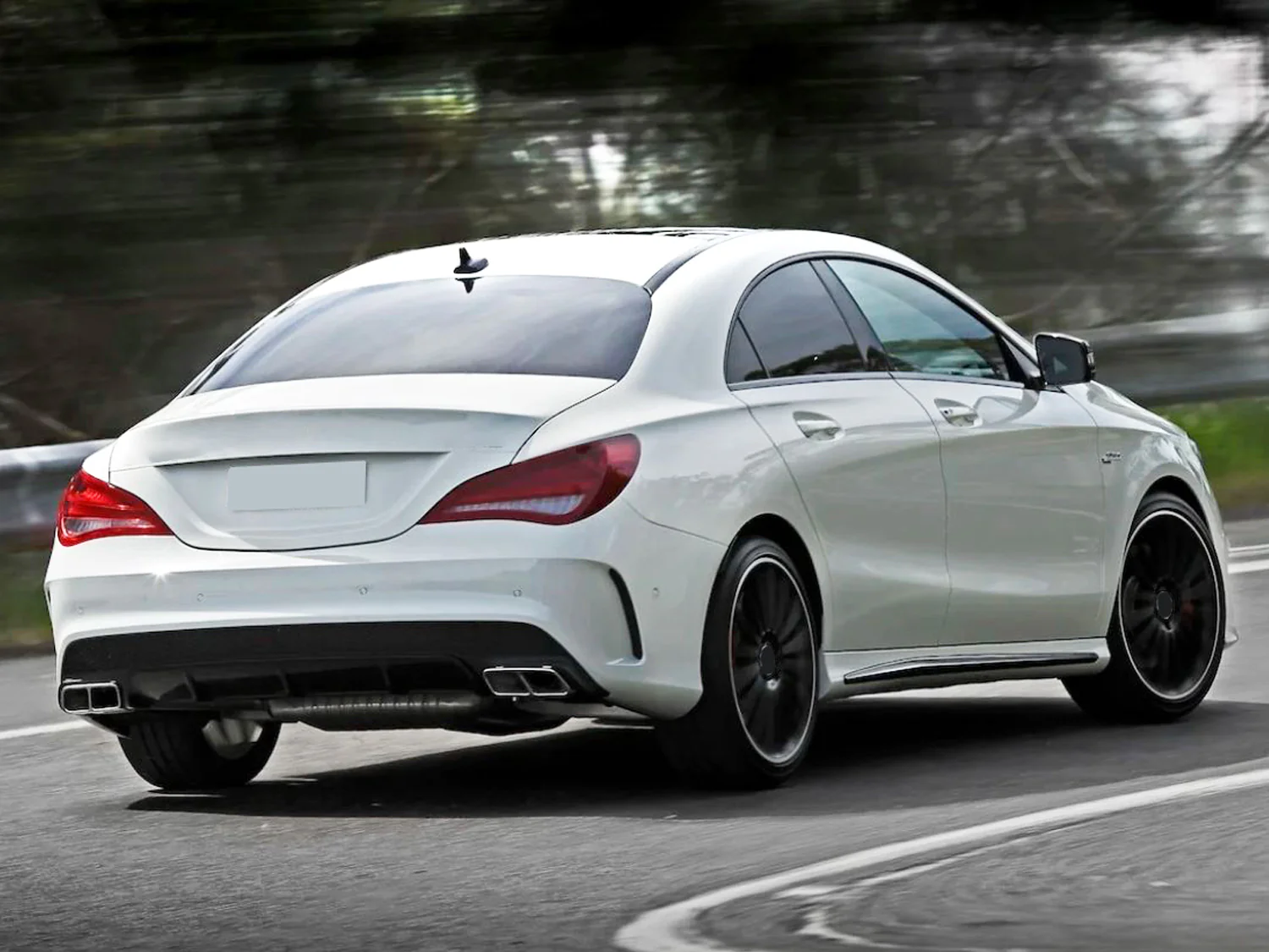 Fit For Mercedes Benz W117 CLA250 2017-2019 Black Rear Bumper Diffuser Lip W / Chrome Exhaust Tips - Image 2