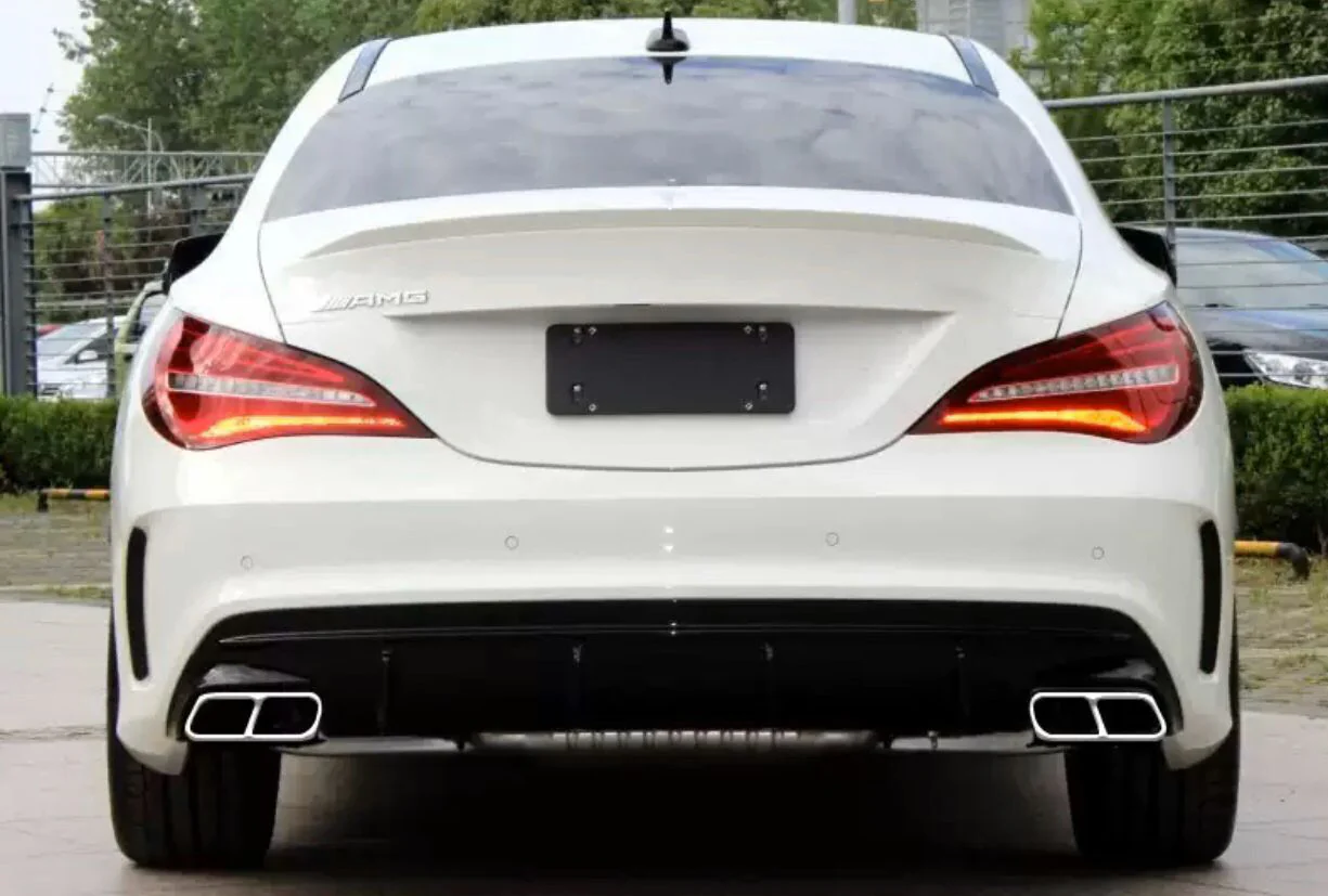 Fit For Mercedes Benz W117 CLA250 2017-2019 Black Rear Bumper Diffuser Lip W / Chrome Exhaust Tips - Image 3