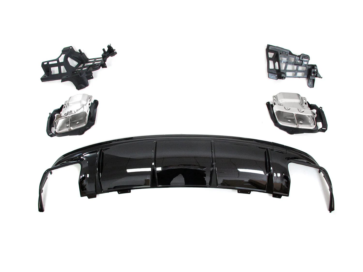 Fit For Mercedes Benz W117 CLA250 2017-2019 Black Rear Bumper Diffuser Lip W / Chrome Exhaust Tips - Image 4