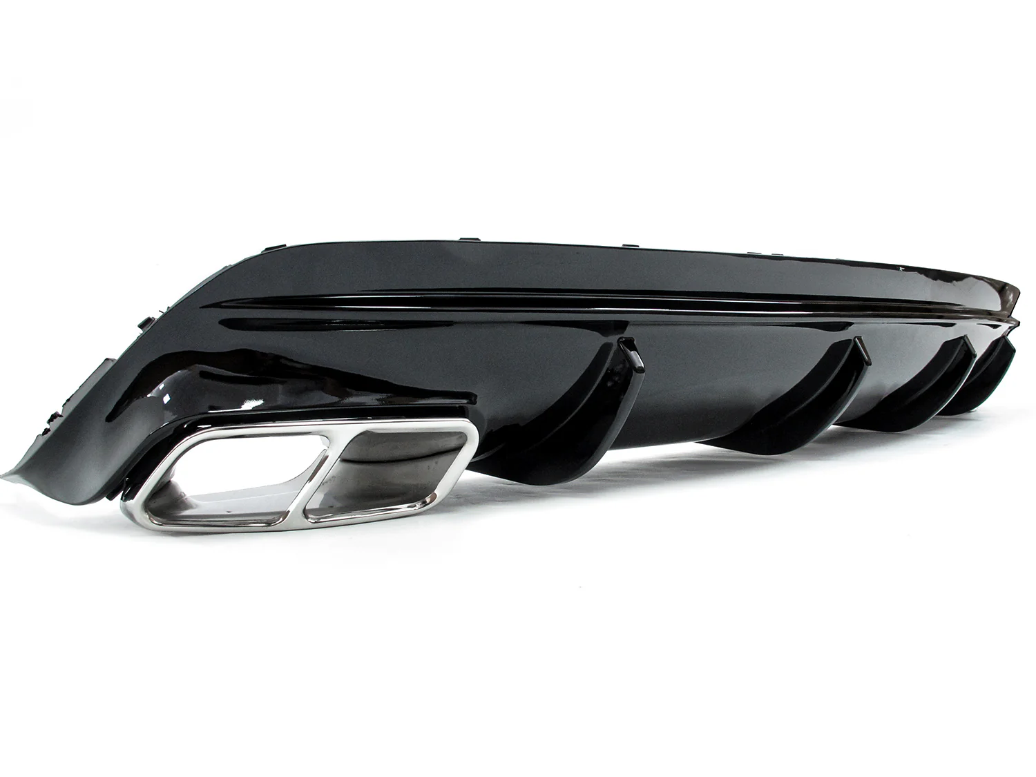 Fit For Mercedes Benz W117 CLA250 2017-2019 Black Rear Bumper Diffuser Lip W / Chrome Exhaust Tips - Image 7
