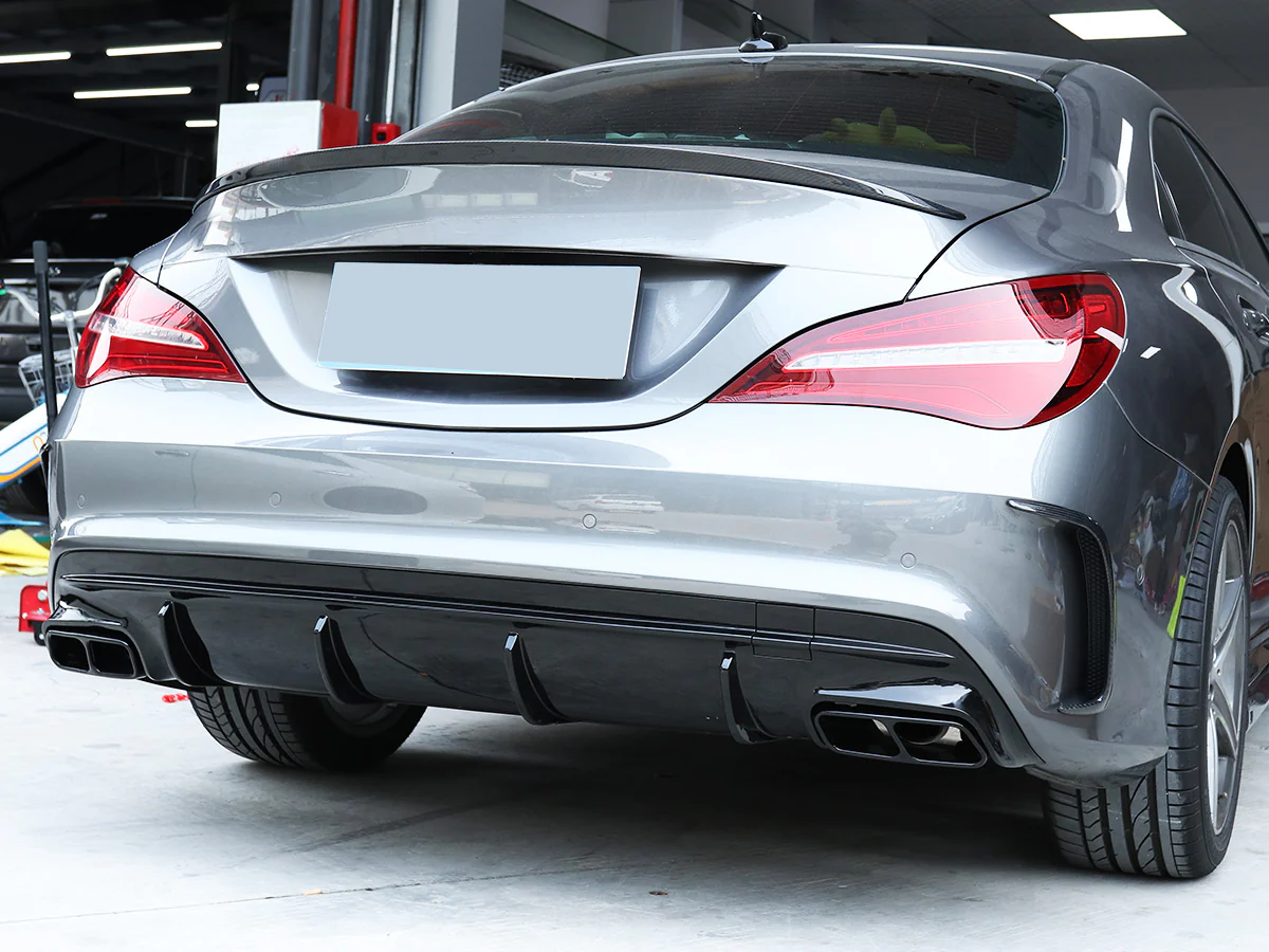 Fit For Mercedes Benz W117 CLA250 2017-2019 Rear Bumper Diffuser Lip W Exhaust Tailpipes Gloss Black - Image 3