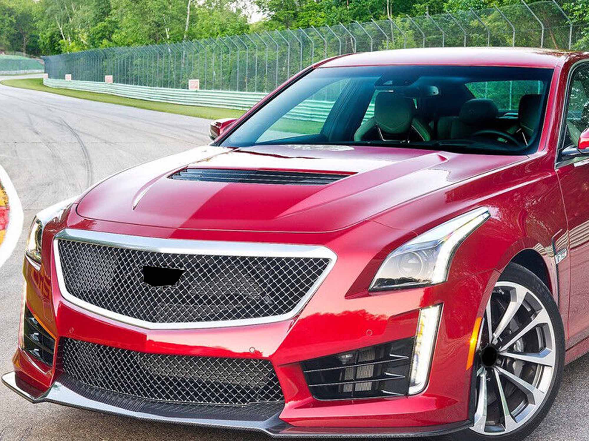 Chrome Front Upper Mesh Grille for 14-19 Cadillac CTS Sedan No Camera Mount - Image 2