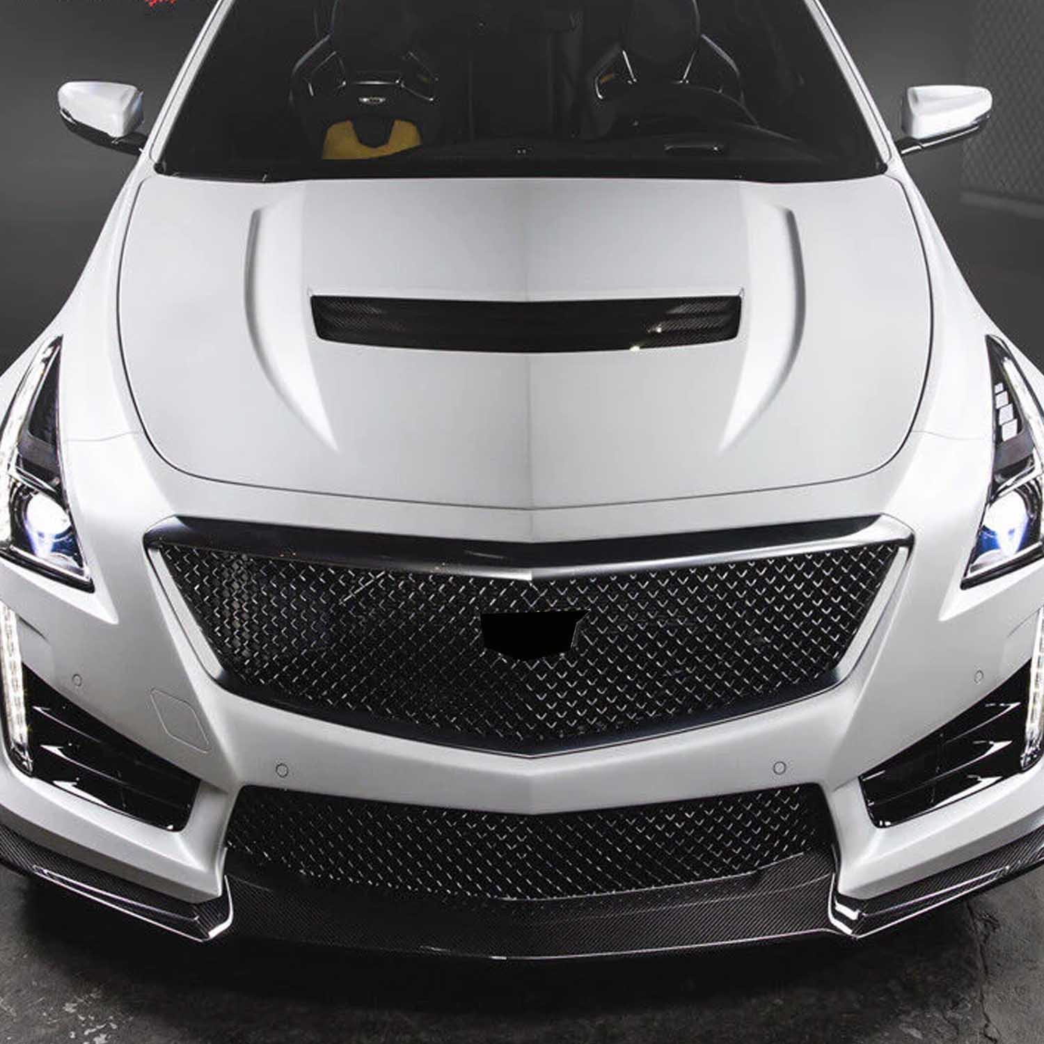 Gloss Black Honeycomb Front Upper Grille for Cadillac CTS Sedan 2014-2019 - Image 4