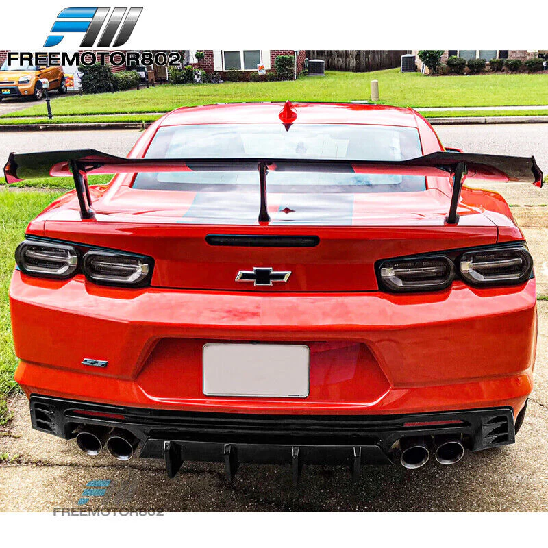 Fits 2016-2024 Chevy Camaro SS LT LS Gloss Black PP Rear Bumper Lip Diffuser Spoiler - Image 10