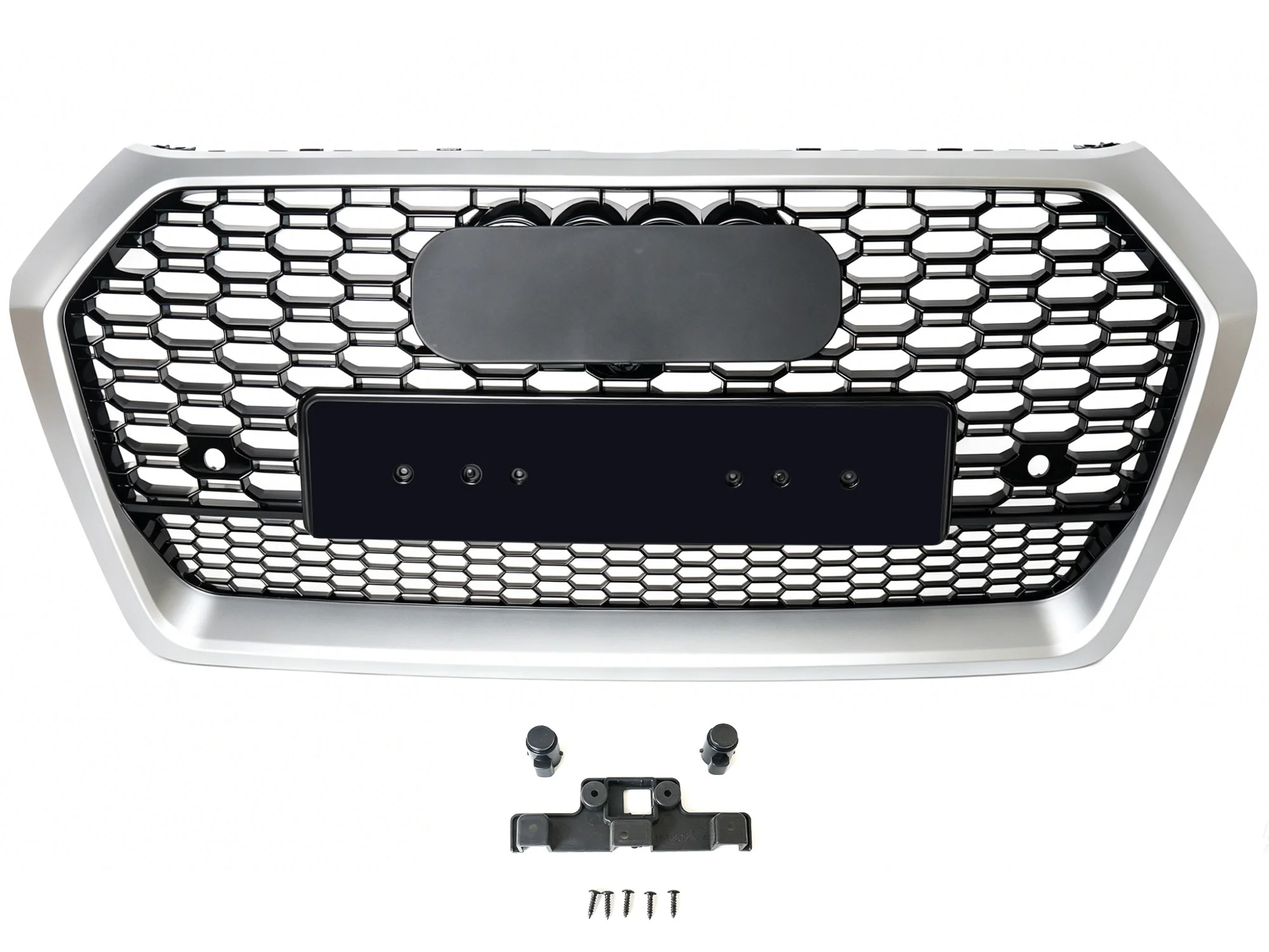 Fits 2018-2020 Audi Q5 SQ5 Front Bumper Grille Mesh Grille ( Black Honeycomb + Chrome Frame) - Image 5