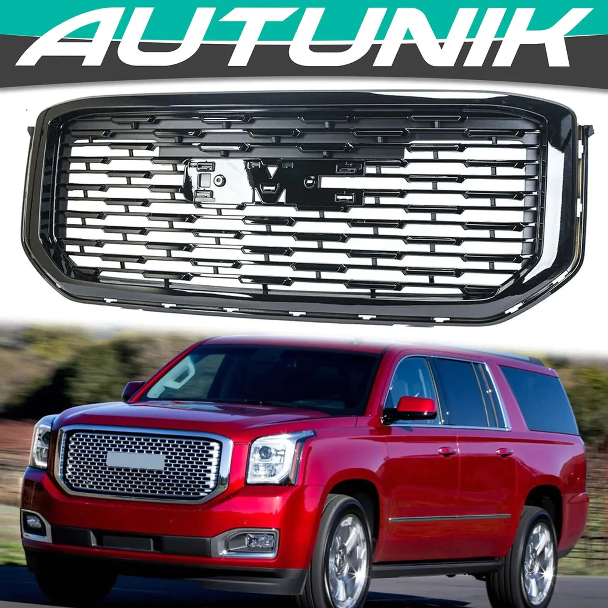 Honeycomb Black Front Grille for 2015-2020 GMC Yukon / Yukon XL - Image 2
