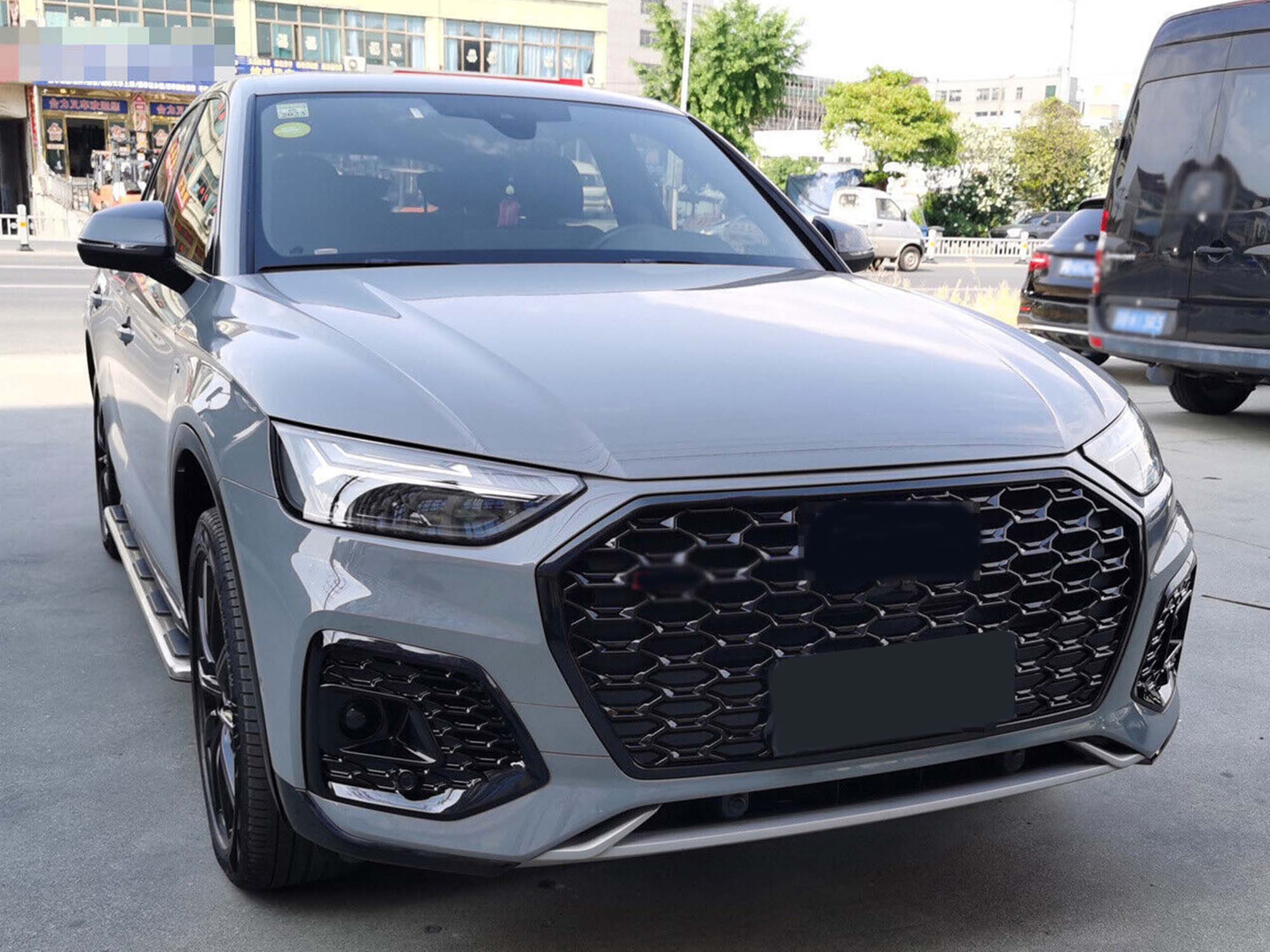 Gloss Black Honeycomb Front Fog Light Grille Cover For AUDI Q5 SQ5 2021-2025 Pair L+R - Image 3