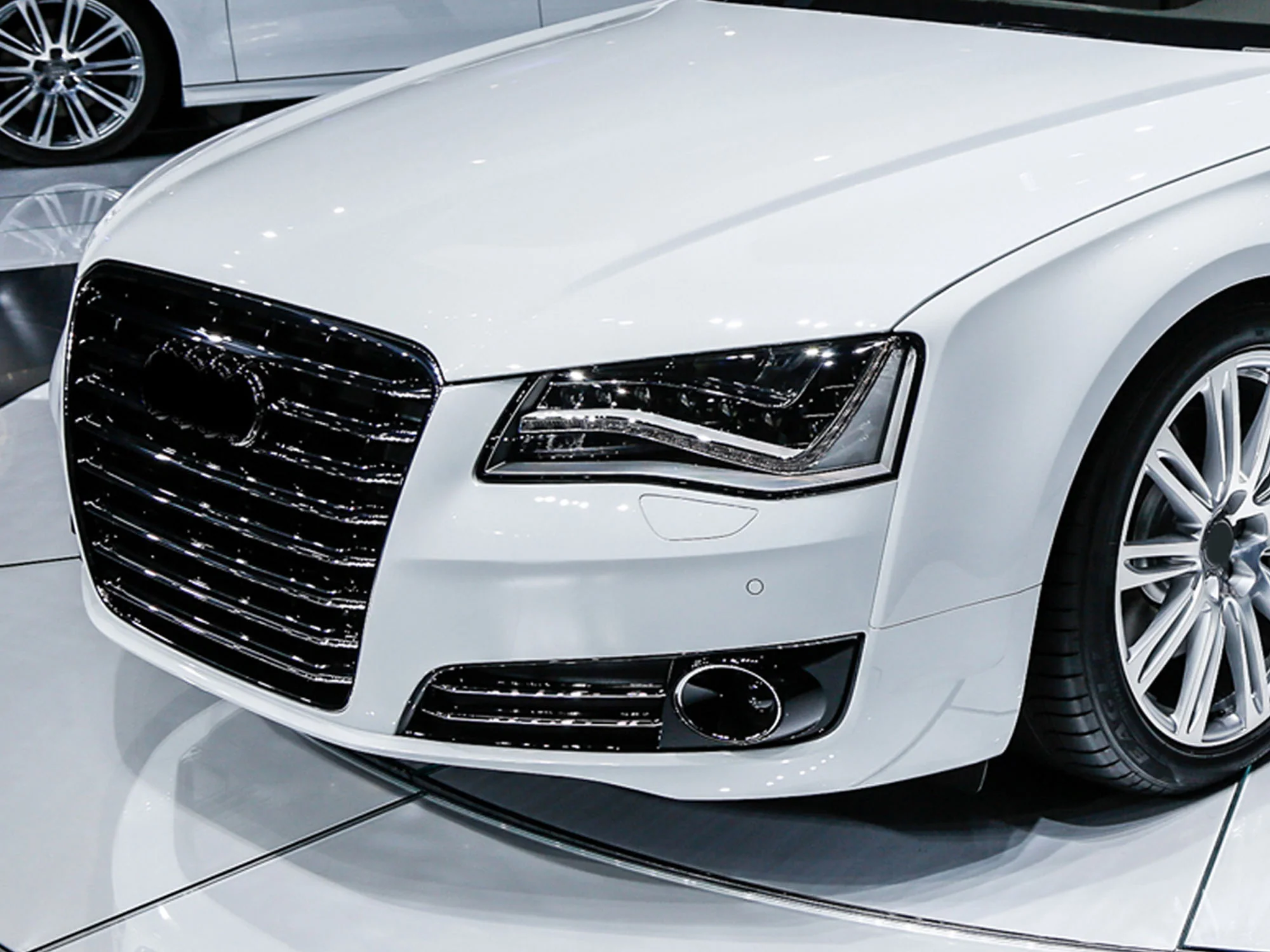 Chrome/Black Fog Light Cover Grille Trim w/ ACC Dummy Cap for 2011-2014 Audi A8 D4 - Image 4