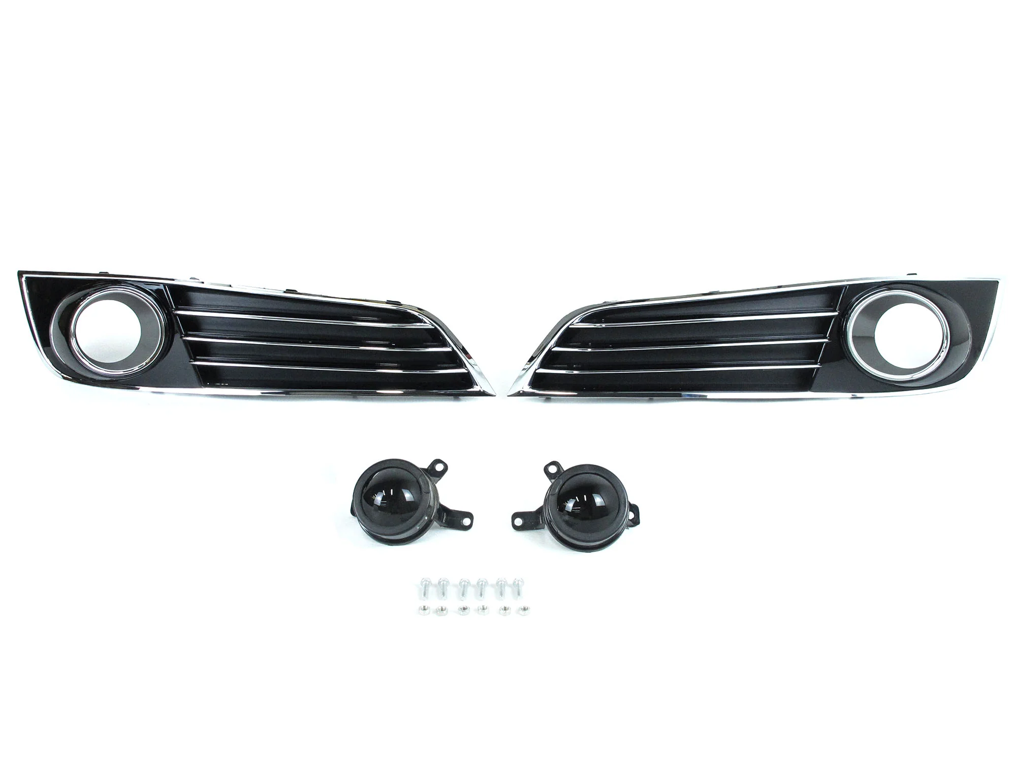 Chrome/Black Fog Light Cover Grille Trim w/ ACC Dummy Cap for 2011-2014 Audi A8 D4 - Image 5