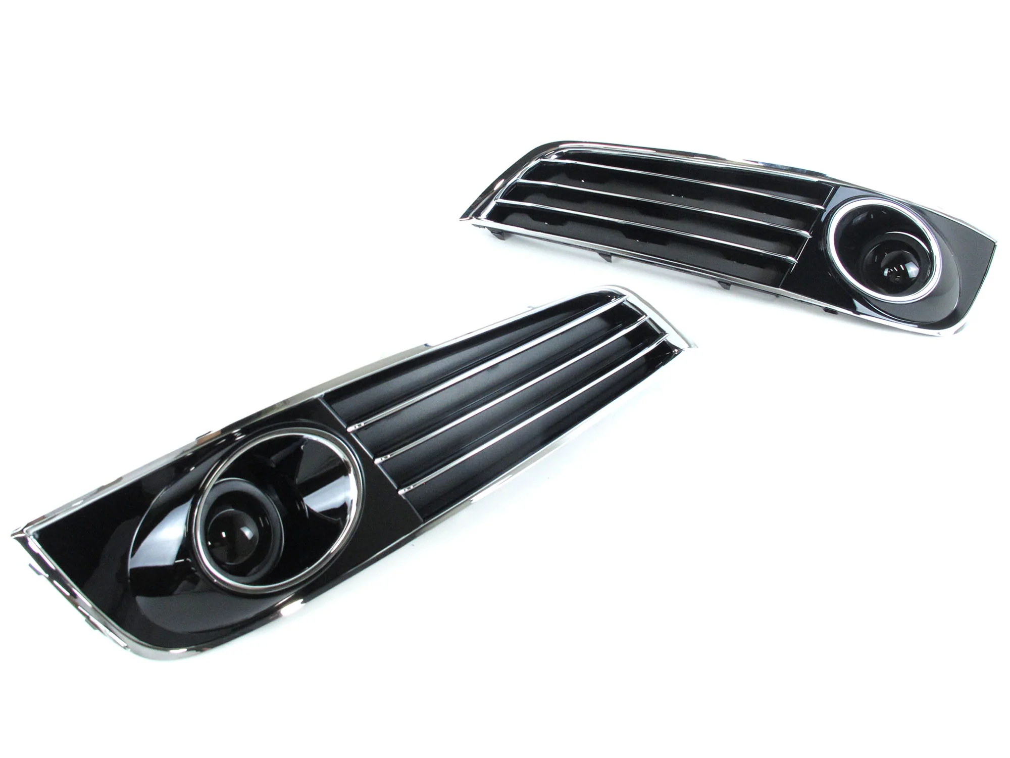 Chrome/Black Fog Light Cover Grille Trim w/ ACC Dummy Cap for 2011-2014 Audi A8 D4 - Image 6
