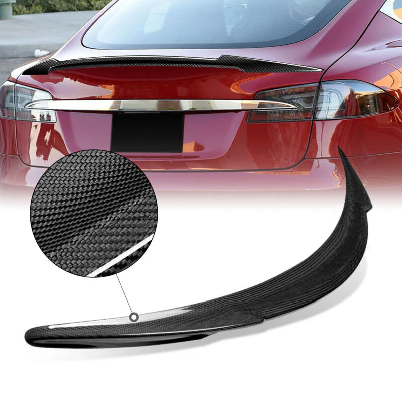 Real Carbon Fiber Rear Trunk Spoiler Wing for Tesla Model S 2012-2022 - Image 2