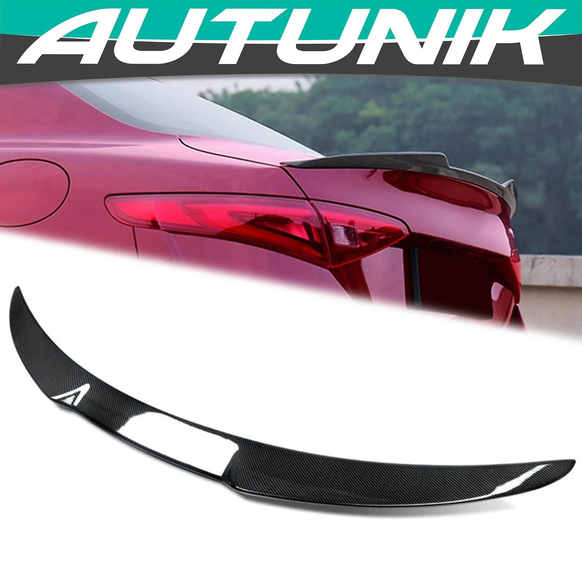 For 2017-2022 Alfa Romeo Giulia Carbon Fiber Look Rear Trunk Spoiler