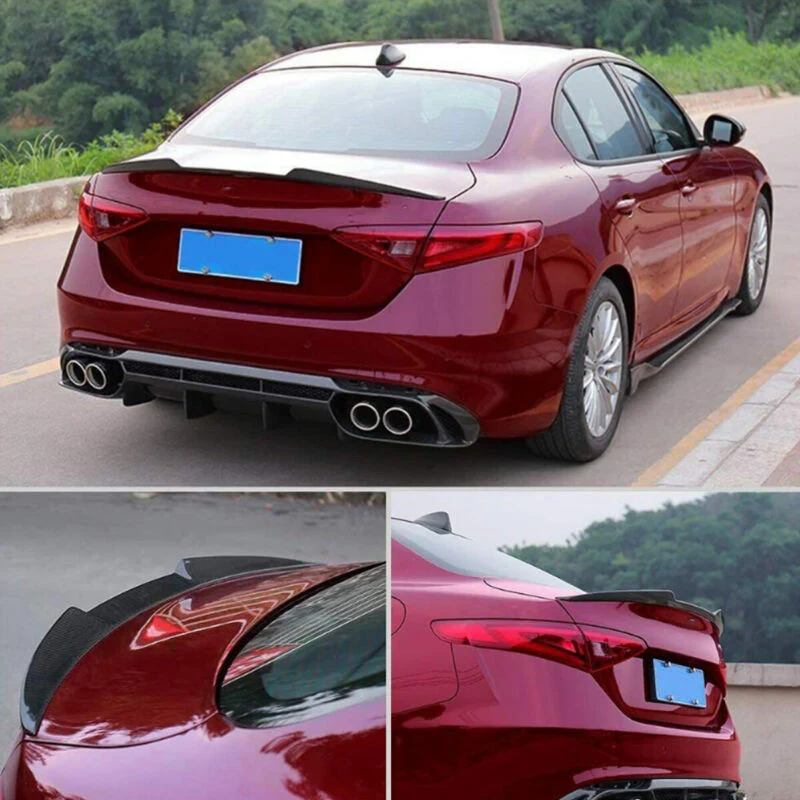 For 2017-2022 Alfa Romeo Giulia Carbon Fiber Look Rear Trunk Spoiler - Image 3