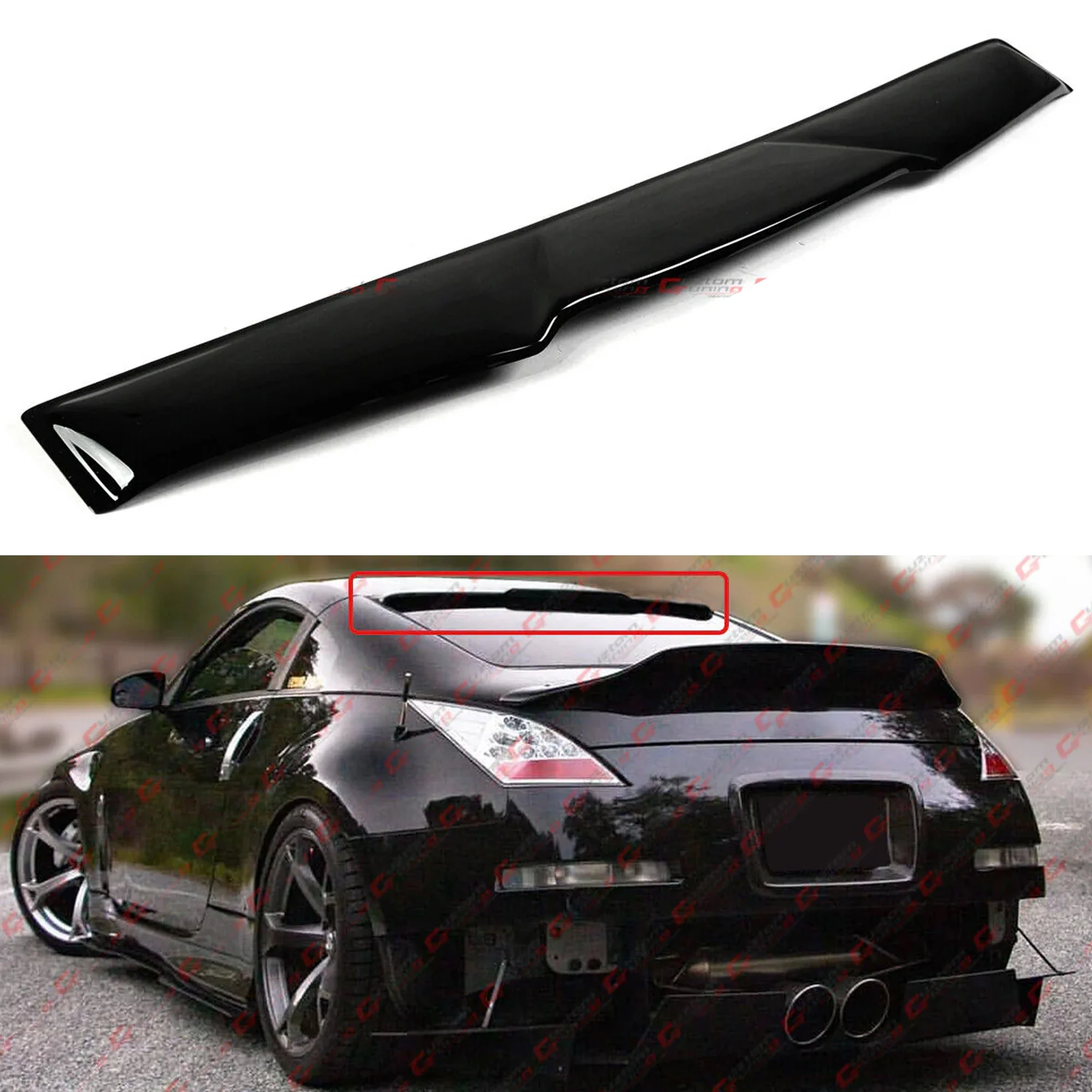 For 2003-2008 Nissan 350Z Z33 Coupe Rear Window Roof Spoiler Wing Wind Deflector Gloss Black