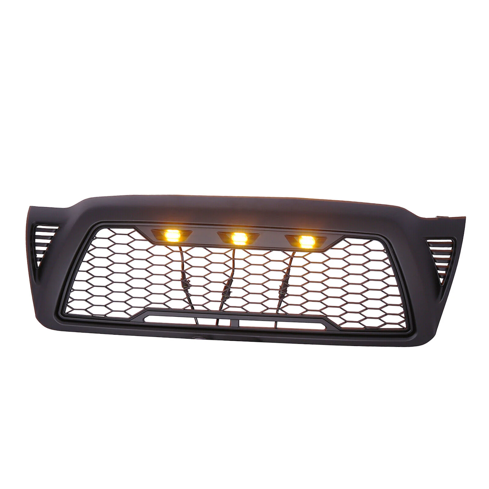 For 2005-2011 Toyota Tacoma Front Bumper Hood Upper Mesh Grille LED Grill Black - Image 3