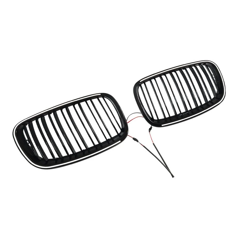 For 2007-2013 BMW X5 E70 X6 E71 Front LED Grille Bumper Grill Radiator Gloss Black - Image 3