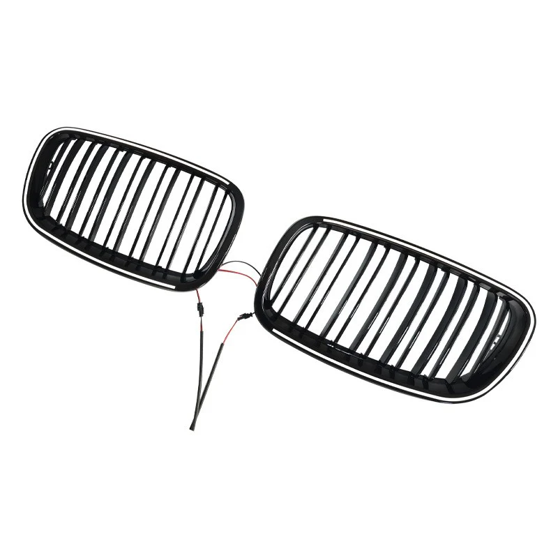 For 2007-2013 BMW X5 E70 X6 E71 Front LED Grille Bumper Grill Radiator Gloss Black - Image 4