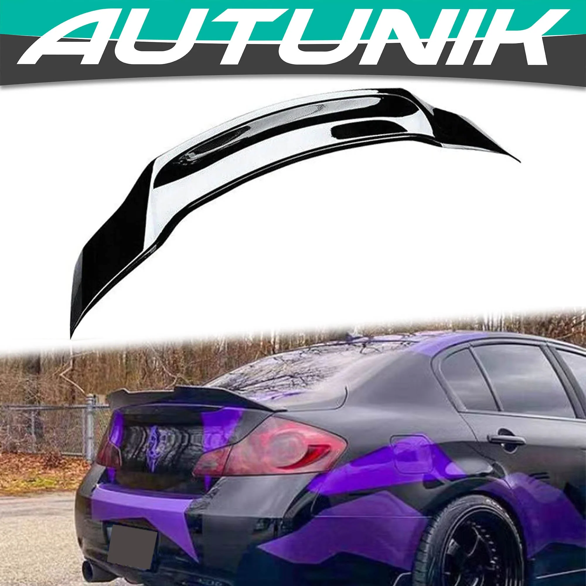 For 2009-2013 Infiniti G35 G37 Q40 Sedan Gloss Black Rear Highkick Trunk Spoiler