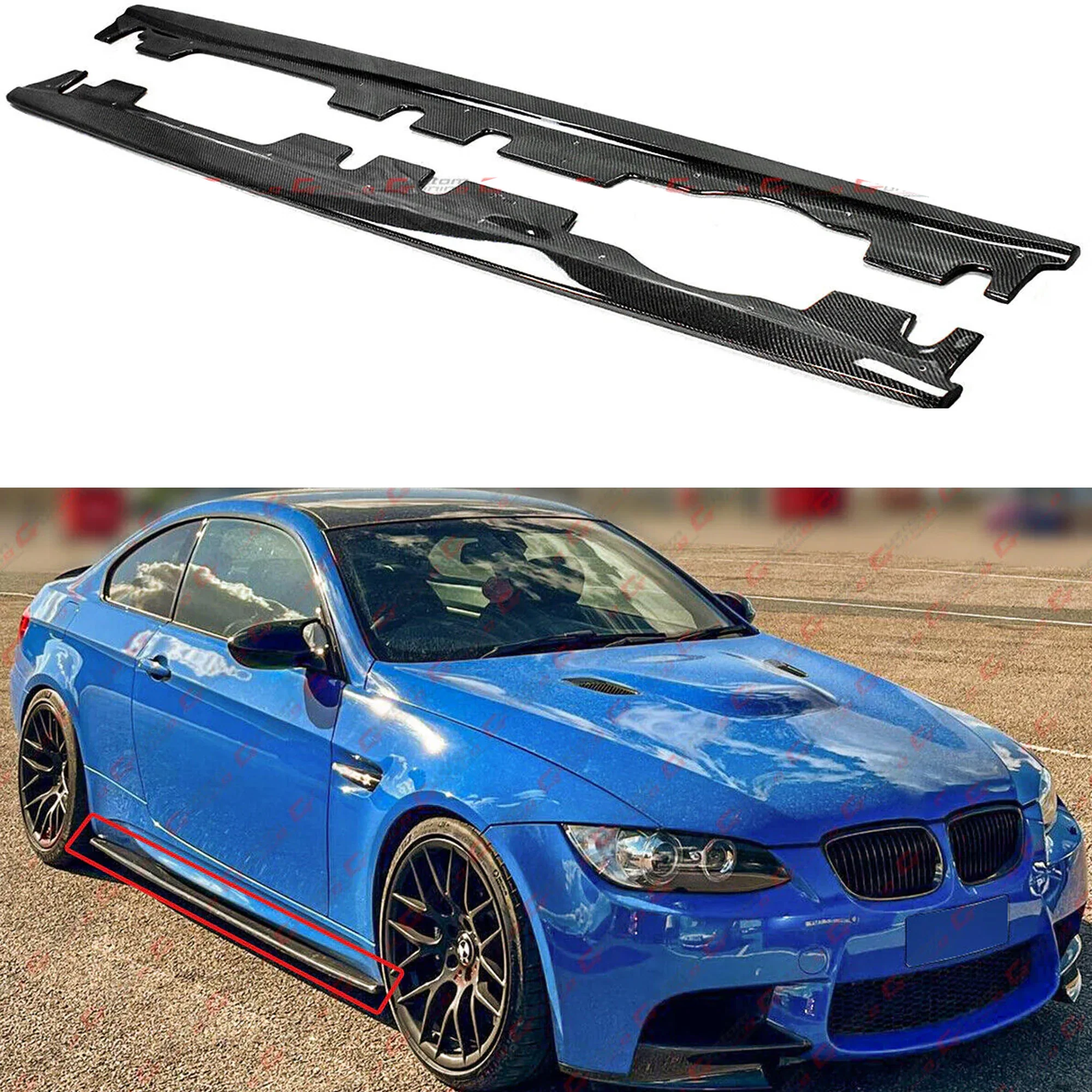 For 2008-2013 BMW E92 E93 M3 Carbon Fiber Side Skirt Extension Splitters