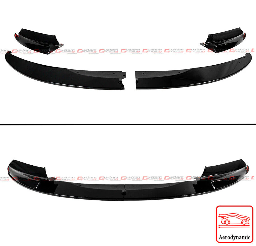For 2008-2013 BMW M3 E90 E92 E93 Gloss Black Front Bumper Lip Splitter Kit - Image 2