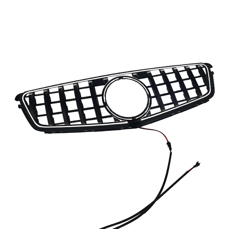 For 2009-2014 Mercedes Benz W204 C250 C300 C350 Front Bumper Grille W/LED Light Luminous GT Grill Gloss Black - Image 2