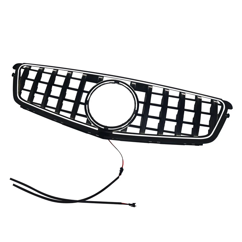 For 2009-2014 Mercedes Benz W204 C250 C300 C350 Front Bumper Grille W/LED Light Luminous GT Grill Gloss Black - Image 4