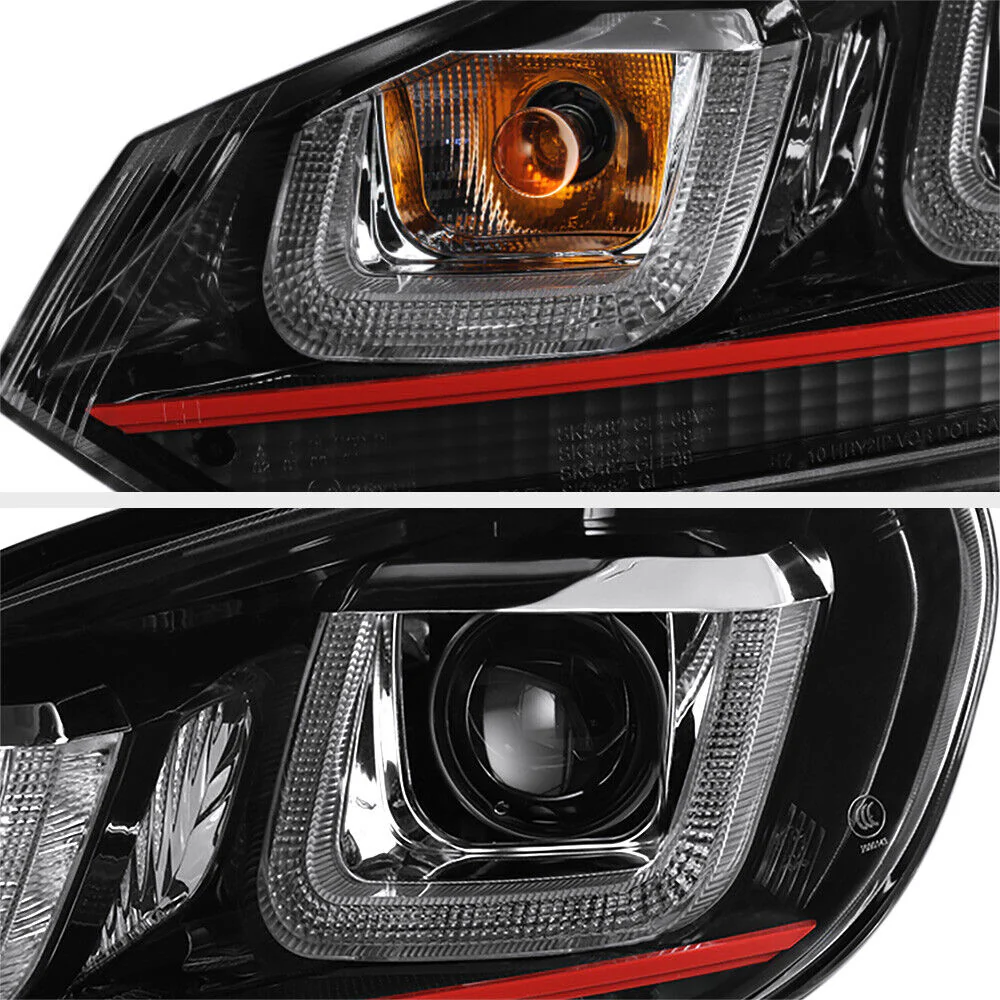 For 2010-2014 Volkswagen MK6 GTI GOLF Sportwagon OLED Neon Tube Red Headlights Pair - Image 10