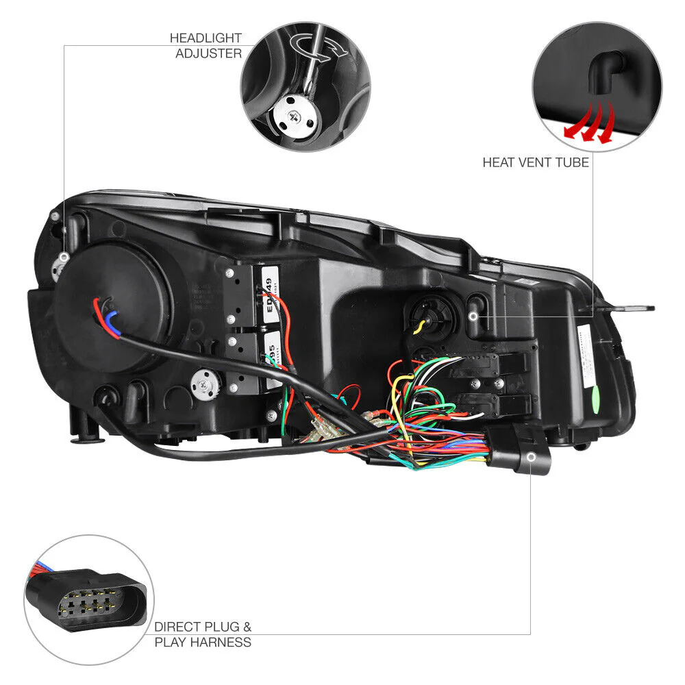For 2010-2014 Volkswagen MK6 GTI GOLF Sportwagon OLED Neon Tube Red Headlights Pair - Image 4