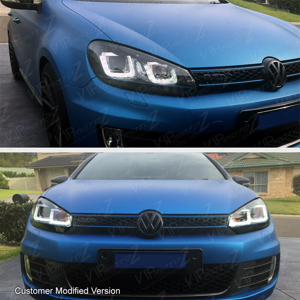 For 2010-2014 Volkswagen MK6 GTI GOLF Sportwagon OLED Neon Tube Red Headlights Pair - Image 7