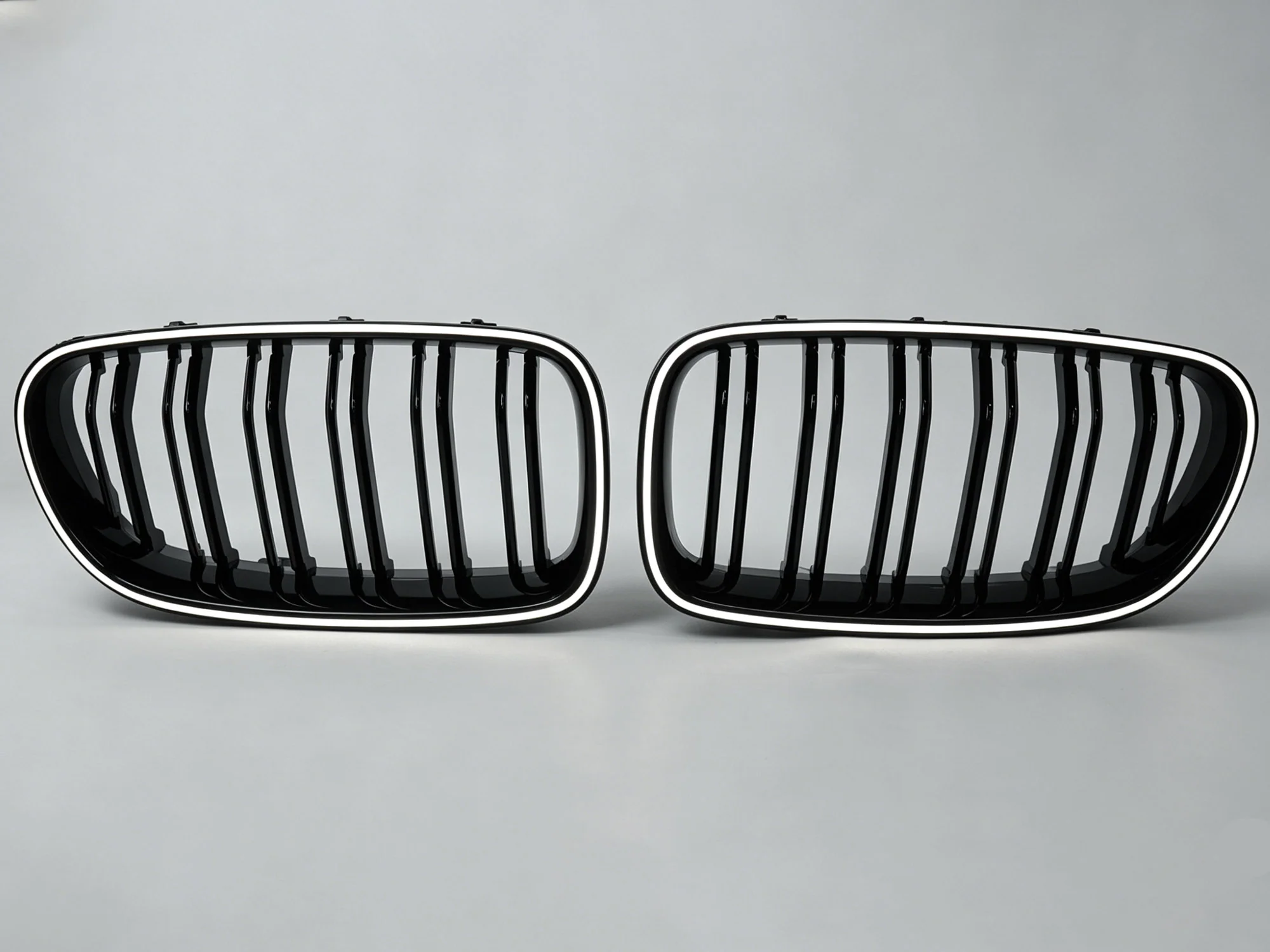 For 2010-2016 BMW 5 Series F10 F11 Front LED Kidney Grille Bumper Upper Grill Gloss Black - Image 3