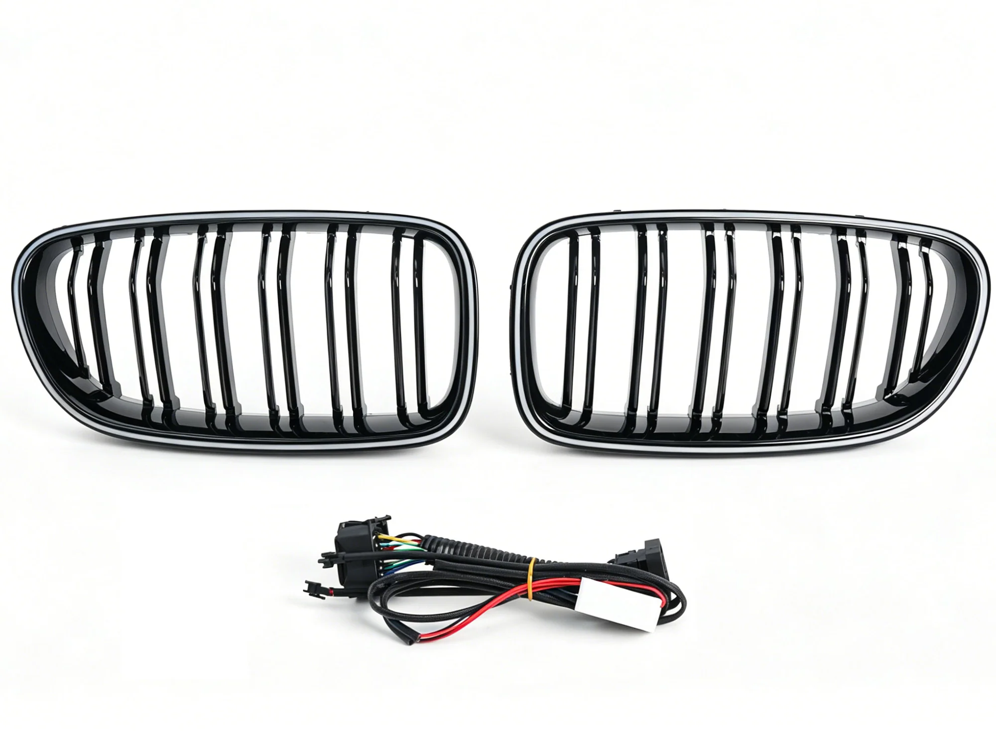 For 2010-2016 BMW 5 Series F10 F11 Front LED Kidney Grille Bumper Upper Grill Gloss Black - Image 6