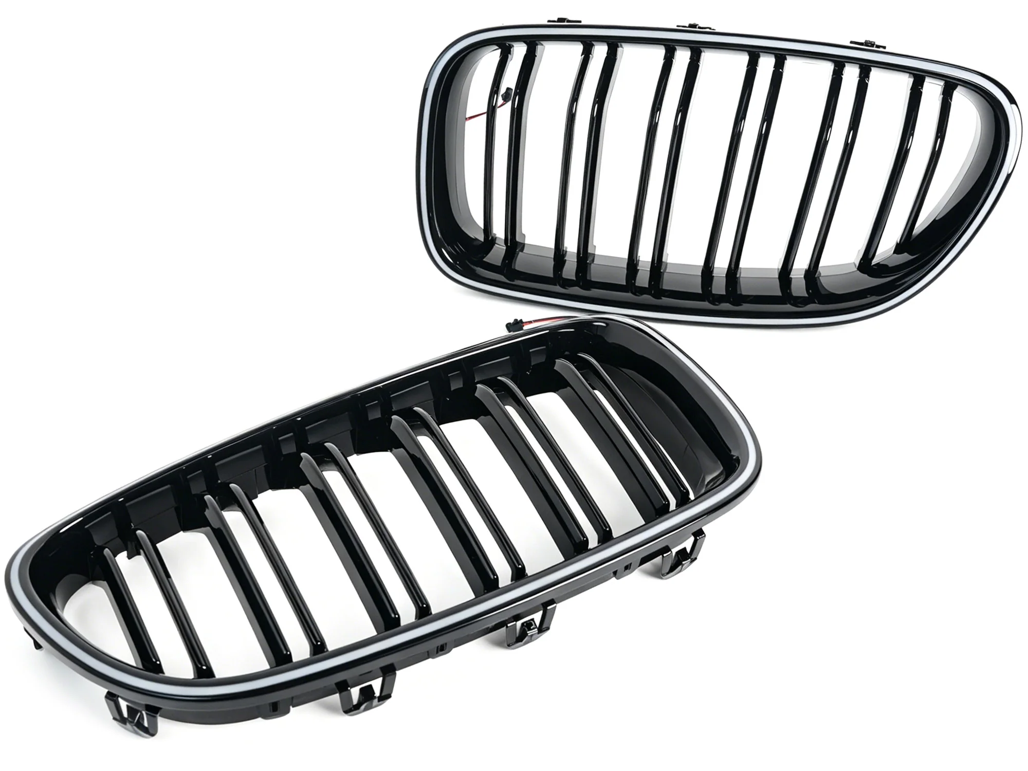 For 2010-2016 BMW 5 Series F10 F11 Front LED Kidney Grille Bumper Upper Grill Gloss Black - Image 8
