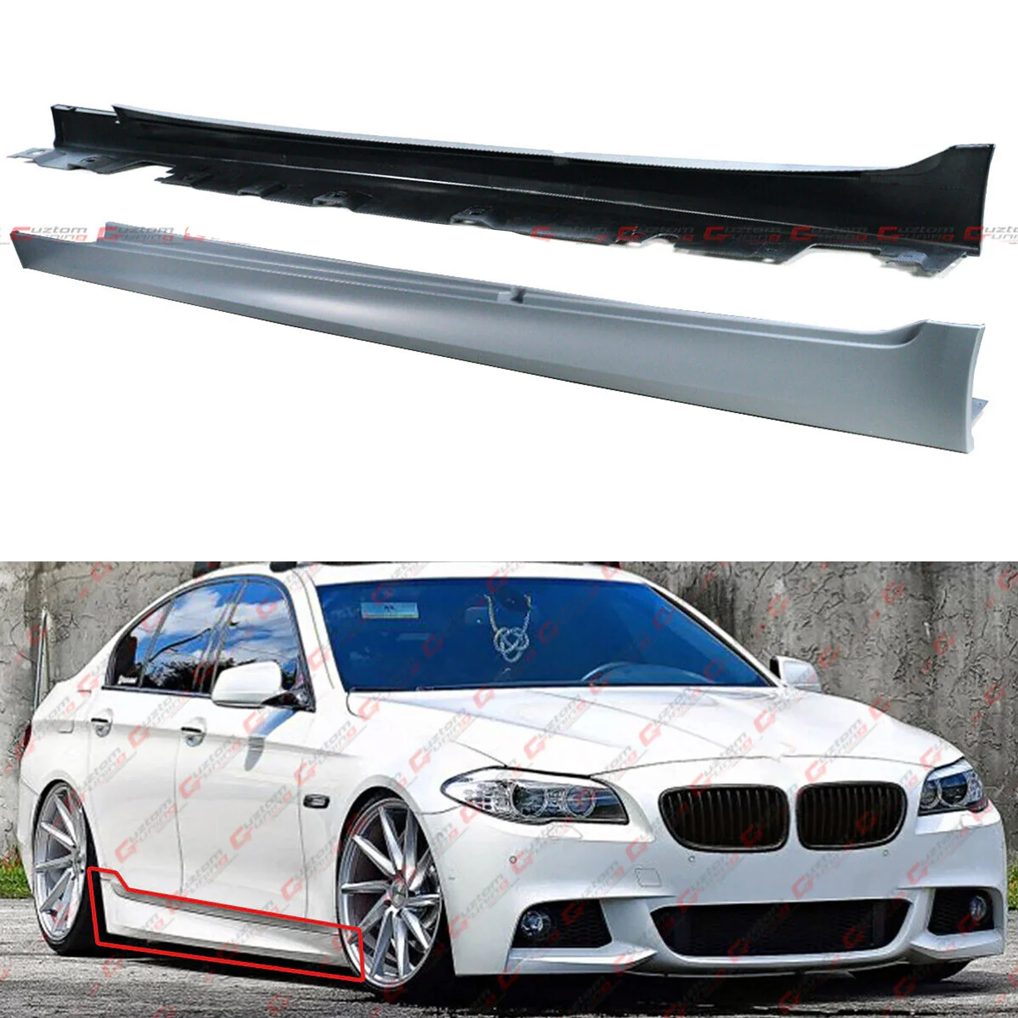 For 2011-2016 BMW F10 5 Series Primer Matt Finish Side Skirt Extensions