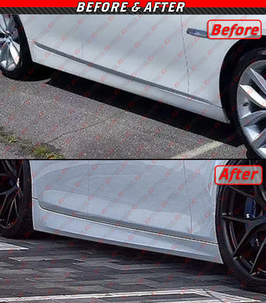 For 2011-2016 BMW F10 5 Series Primer Matt Finish Side Skirt Extensions - Image 4