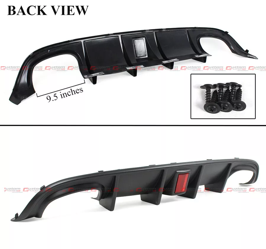For 2012-2014 Dodge Charger Srt 8 Quad Exhaust Rear Bumper Diffuser W/ Red Reflector Primed Black - Image 2