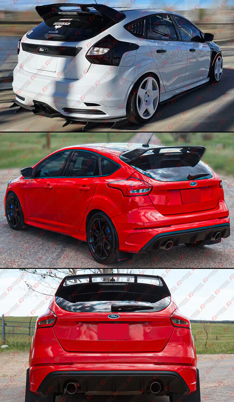 For 2012-2018 Ford Focus Hatchback MK3 ST R Style Gloss Black Roof Wing Spoiler - Image 8