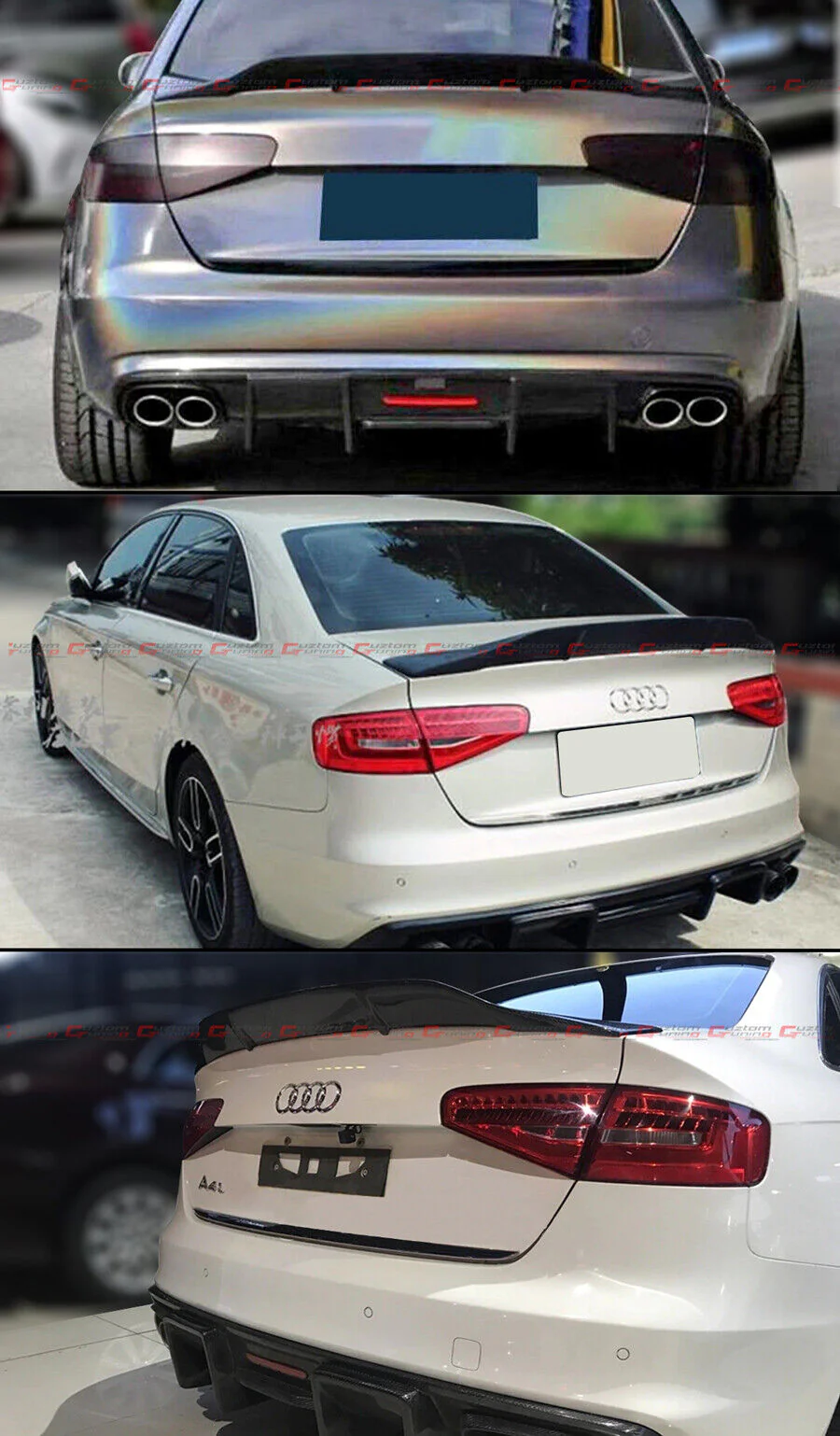 FOR 2013-2016 AUDI A4 B8.5 SEDAN HIGHKICK DUCKBILL RT CARBON FIBER TRUNK SPOILER - Image 3