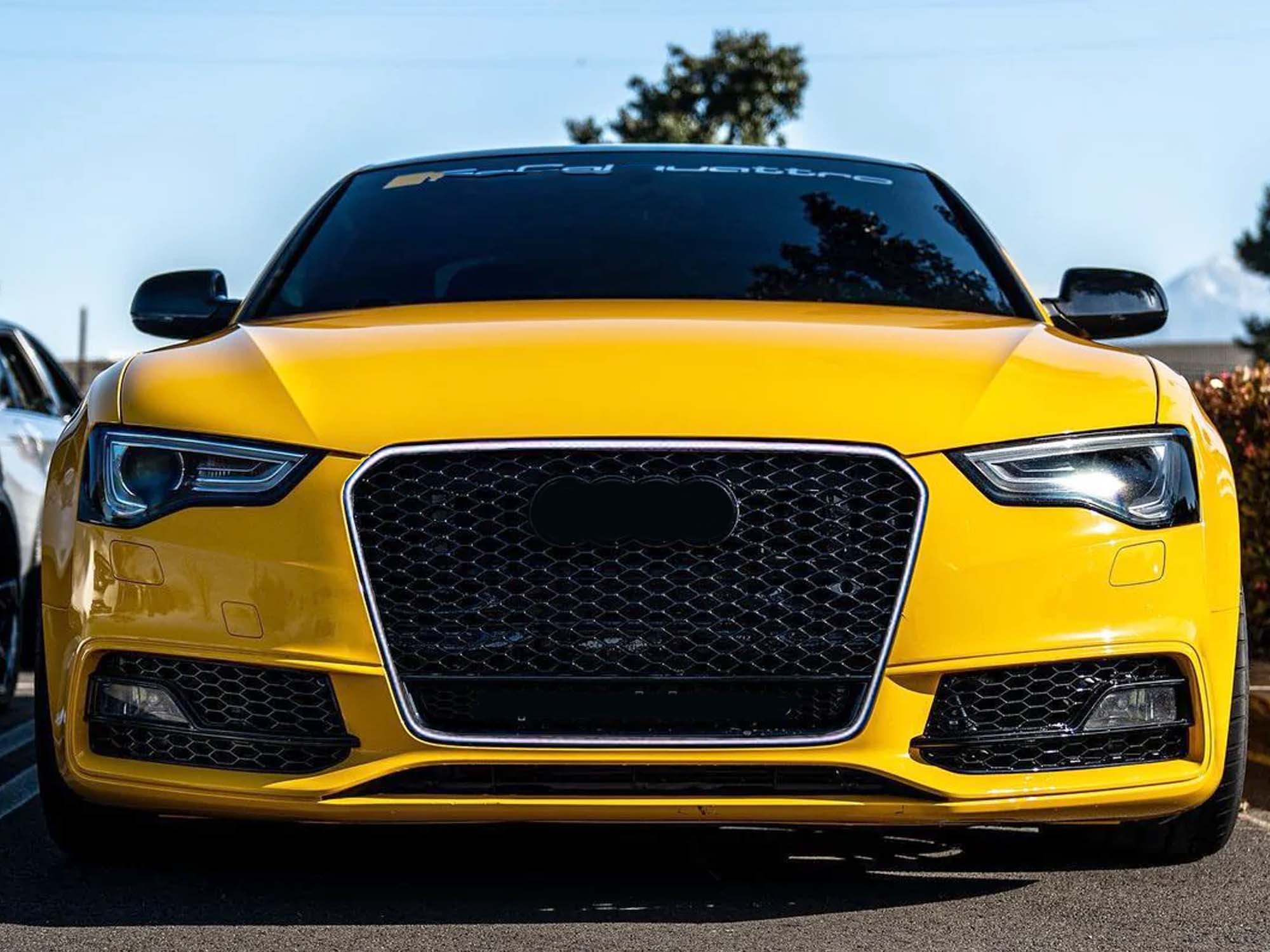 For 2013-2016 AUDI A5 S5 RS5 Front Bumper Honeycomb Grille Grill + Chrome Frame - Image 2