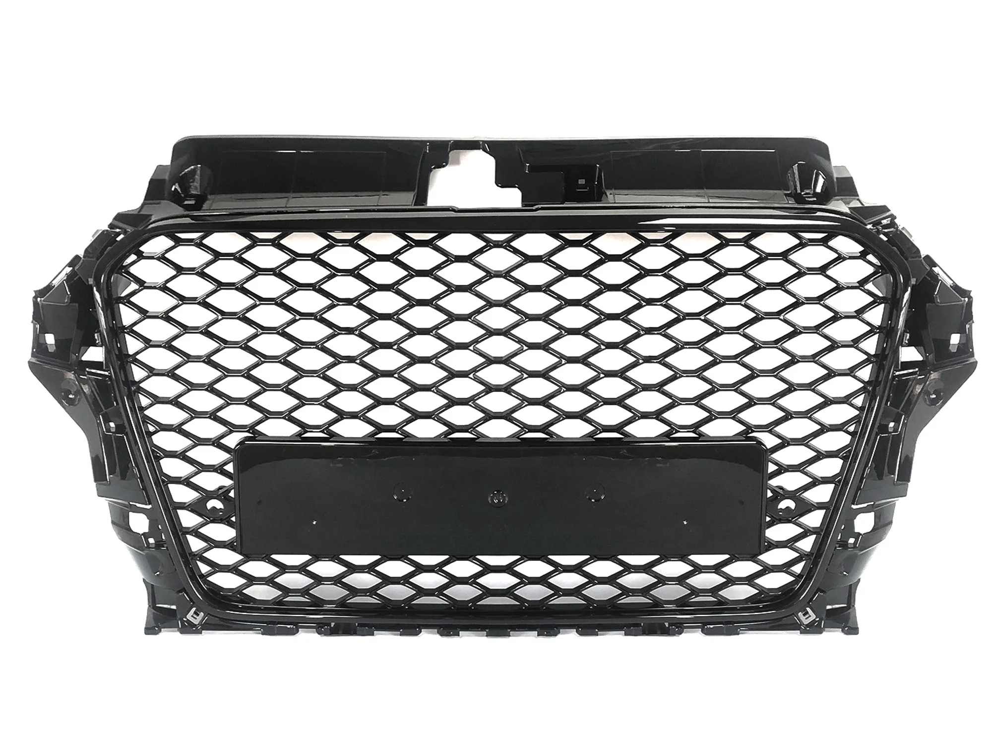 For 2014-2016 Audi A3 8V RS3 Style Front Grille (Gloss Black Frame + Honeycomb) - Image 3