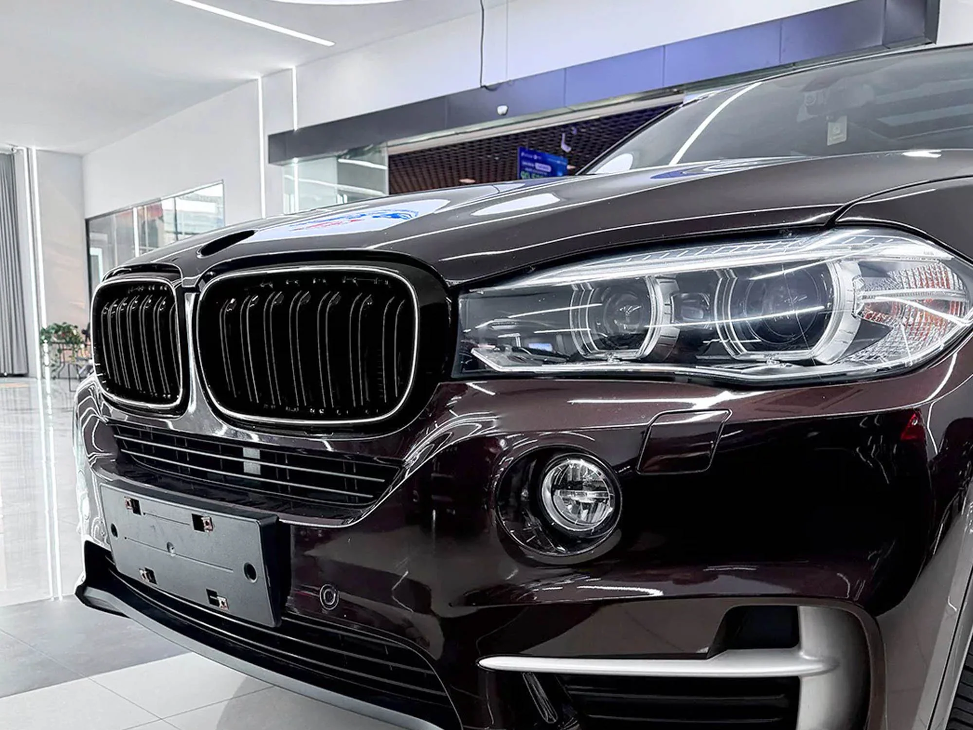 For 2014-2018 BMW X5 F15 X6 F16 Gloss Black LED Light Front Kidney Grille Upper Grill Radiator - Image 3