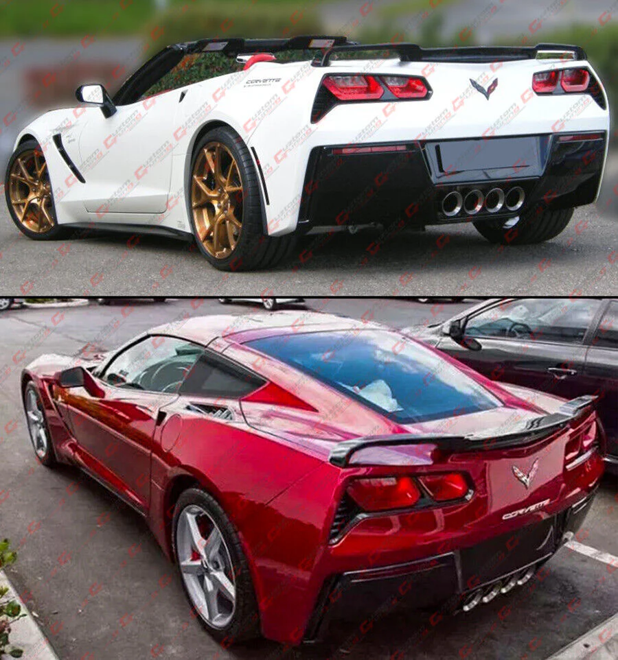 For 2014-2019 Corvette C7 Stingray Gloss Black C8 Z51 Style Rear Trunk Spoiler Wing - Image 4