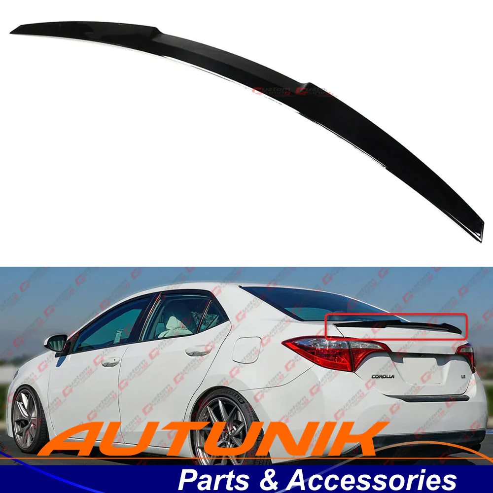 For 2014-2019 Toyota Corolla Sedan Gloss Black Highkick Rear Trunk Spoiler Wing