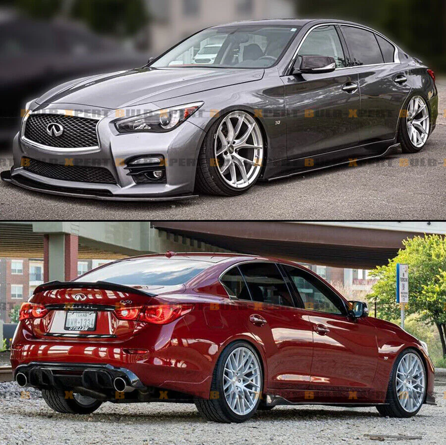 For 2014-2024 Infiniti Q50 Honeycomb Carbon Fiber Side Skirt Extension - Image 4