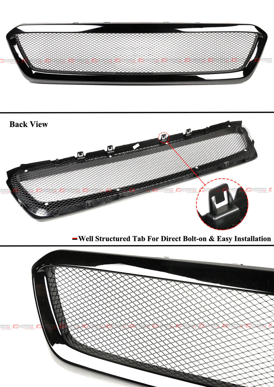 For 2015-2017 Subaru WRX STi VA JDM Gloss Black Badgeless Front Mesh Grill Grille - Image 2